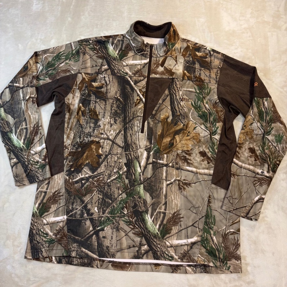 Rocky Mens Realtree AP Camo ScentIQ Atomic Quarter Zip Hunting Shirt XL 600546